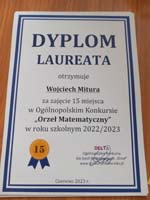 Laureaci konkursu ogólnopolskiego „Orzeł Matematyczny”