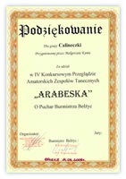 IV Konkursowy Przegląd Amatorskich Zespołów Tanecznych ARABESKA