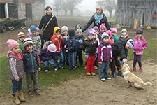 Dzieci z grupy Myszki w stajni koni Lansada