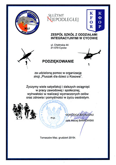 Pluszaki i przybory szkolne dla dzieci z Kosowa