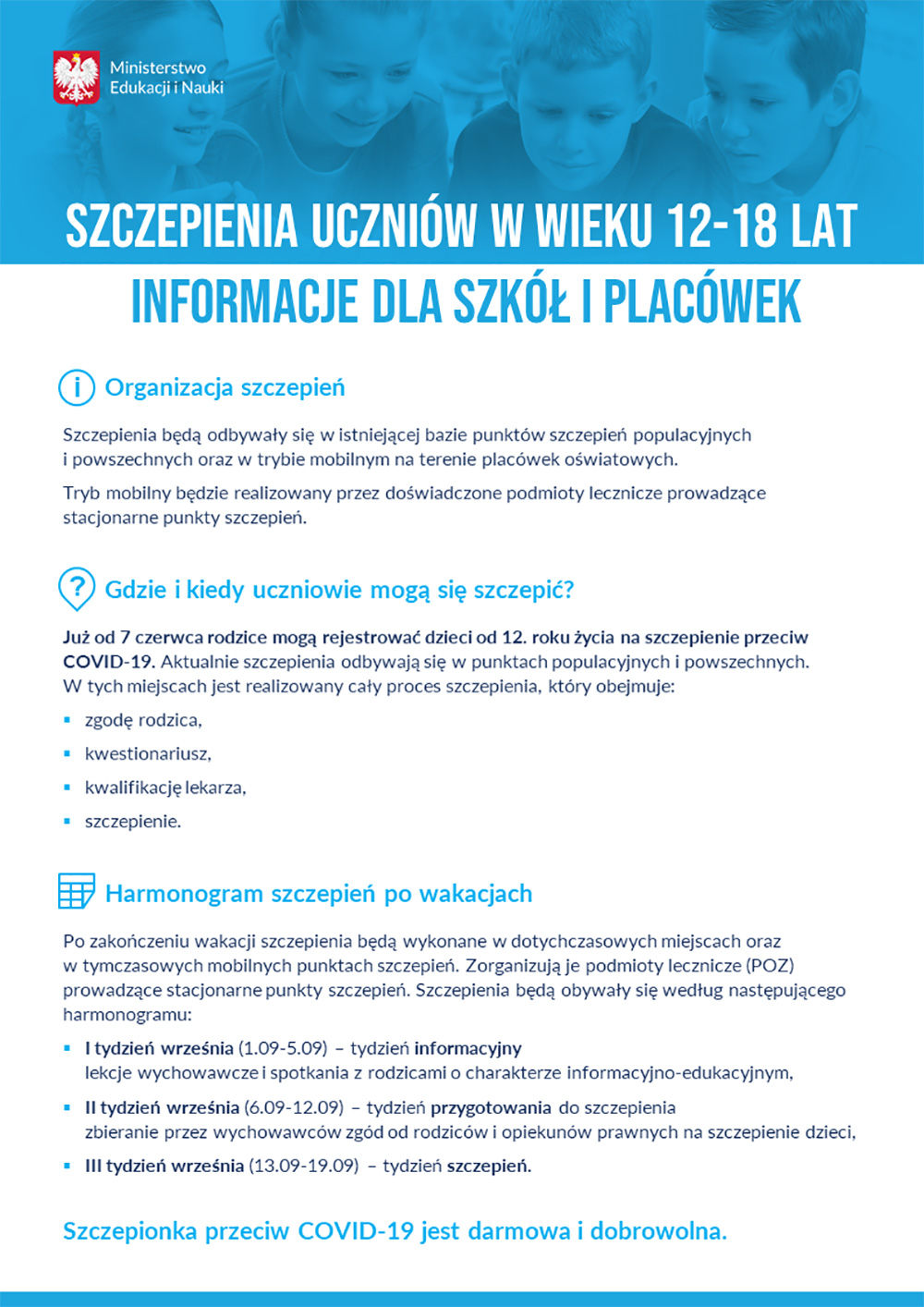 Szczepienia uczniów