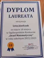 Laureaci konkursu ogólnopolskiego „Orzeł Matematyczny”