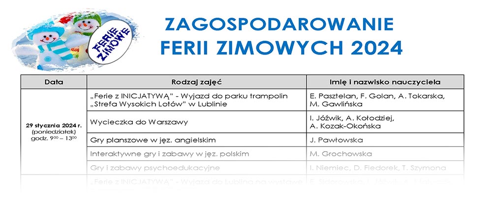 Ferie zimowe 2024 z Inicjatywą