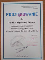 Podwójny sukces naszych uczniów w Powiatowym Konkursie Matematycznym