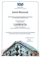 JAKUB MATUSZAK laureatem dwóch konkursów przedmiotowych organizowanych przez Lubelskiego Kuratora Oświaty