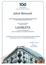 JAKUB MATUSZAK laureatem dwóch konkursów przedmiotowych organizowanych przez Lubelskiego Kuratora Oświaty