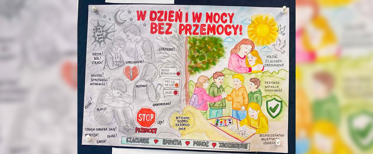 Sukces Mai Neczaj w Powiatowym Konkursie Plastycznym „W dzień i w nocy bez przemocy”